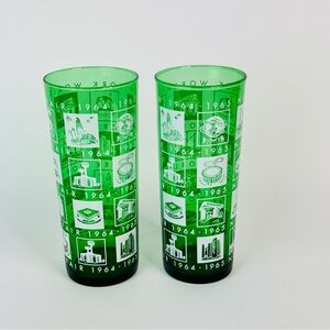 Vintage Green Worlds Fair 1964 1965 Souvenir Tom Collins Glass Set
